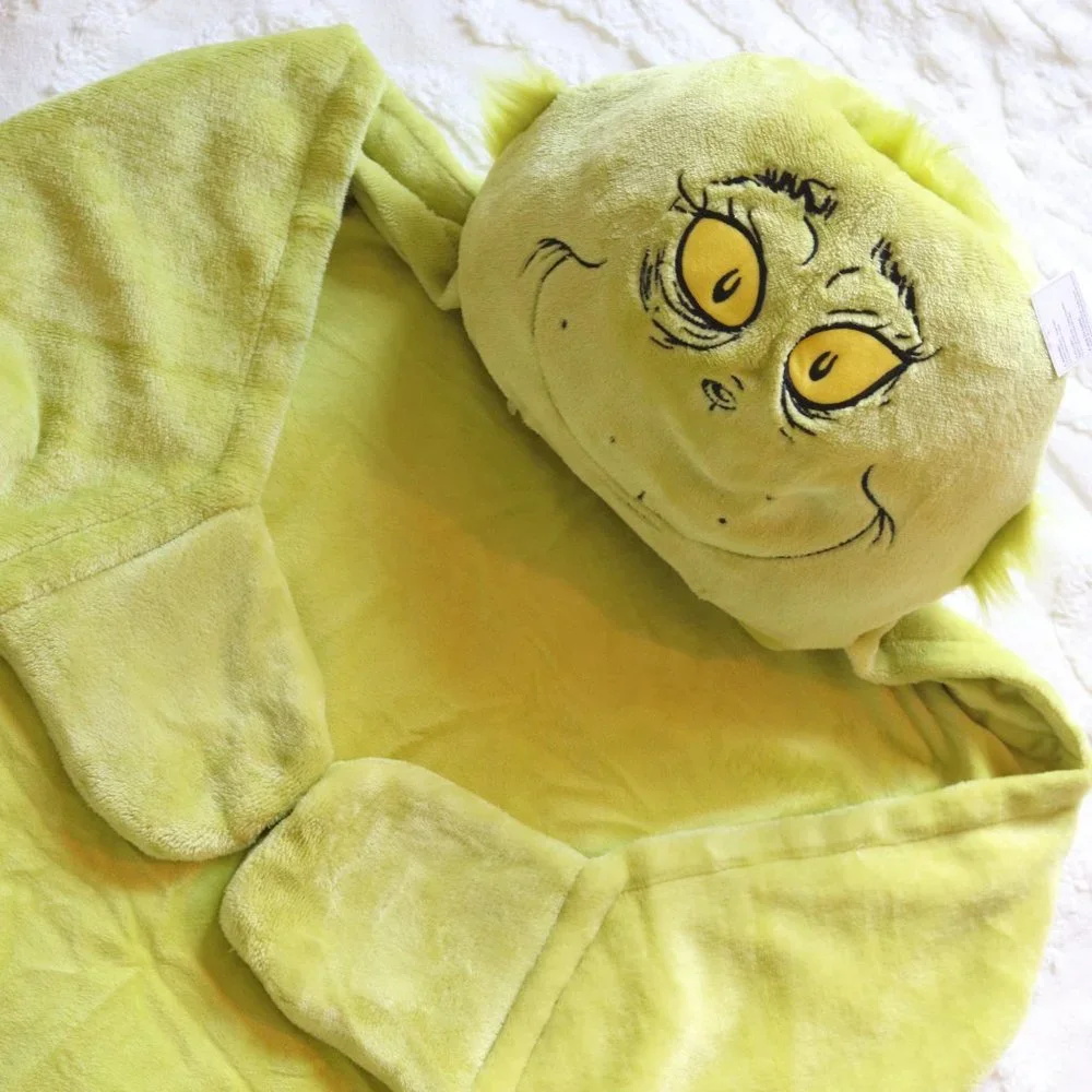 The Grinch Dr. Suess | Soft Wearable Hooded Throw Blanket Christmas Gift NWT |OS